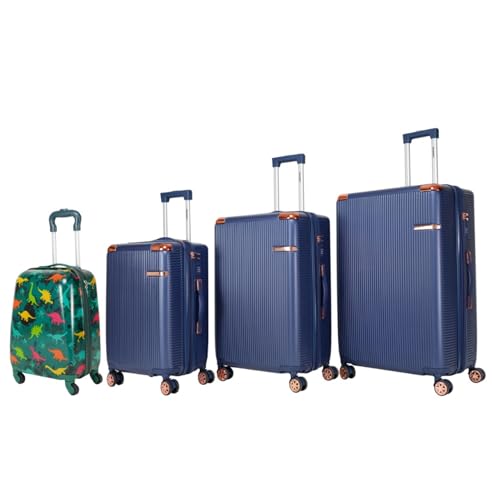 4-Piece Lightweight Hard Shell Luggage Set with 360° Dual Rotating Wheels and Password Lock