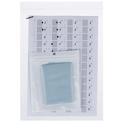 Faburo 2 Stück Aufkleber, abnehmbar, für Klaviertasten, Sticker, transparent für Klaviertastatur, 54, 61, 88 Tasten und 2 x Klaviertuch