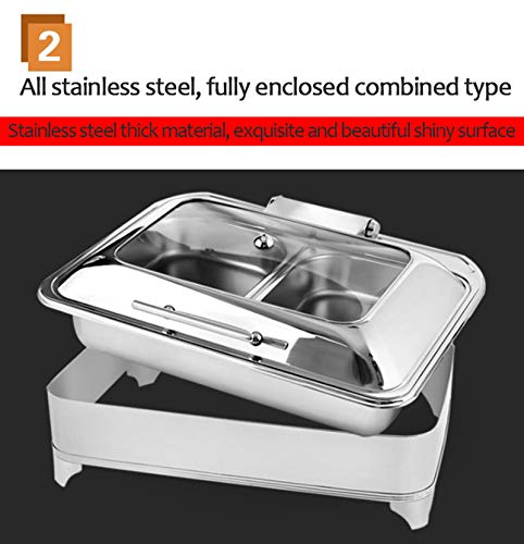 DBMGB Chafing Dish Speisewärmer Elektrisch Warmhaltebehälter Essen Buffetwärmer Heizung mit Sichtbarem Glasdeckel… – Bild 5