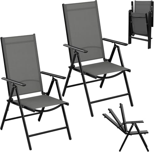 eSituro 2er Gartenstuhl Hochlehner Klappbar 7-Fach Verstellbare...