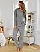 Crewhpo Pyjama Damen Lang Gestreifte Schlafanzug mit Rundhalsausschnitt Nachtwäsche Zweiteiliger Top Langarm und Pyjamahose Lang Baumwolle Schlafanzüge für Winter Sleepwear