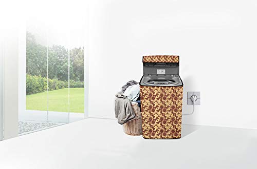 Image of Stylista Top Load Fully Automatic Washing Machine Cover Compatible for IFB 8 kg, 8.5 kg, 9 kg & 9.5 kg, Trellis Pattern Brown