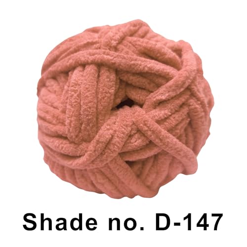 Image of VCR Peachy Pink, 100 Grams Hank, 60 Meters Length, Premium Polyester Ball for Crochet and Knitting, Pack of 1 Yarn, Soft and Bulky Fur Suitable for DIY
