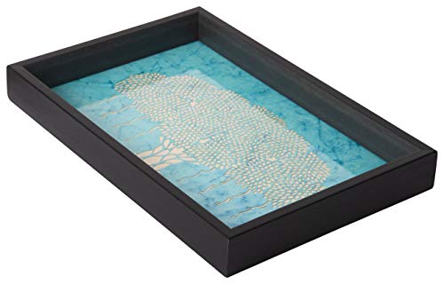 RAGA CREATIONS Tray for Dining Table Decor Serving Tray Premium Tray for Decoration (15 x 10 inches) Turquoise Blue
