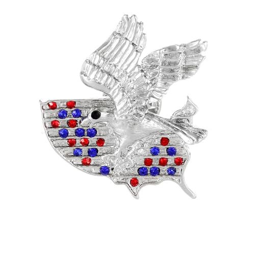 Image of Rhinestone Brooch Pins for Women, Vintage Crystal Enamel Brooches, American Flag Pin Patriotic Lapel Pins Gift for Suit Clothes Bag Accessories