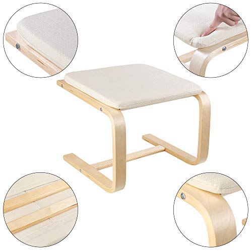 Recliner Chair with Footrest Solid Wood Rocking Chair Relaxing Lounge Chair Living Room Armchair with Removable Cushion Seat - Image 5