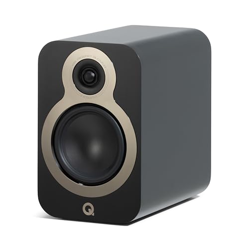 Image of Q Acoustics 3020c Bookshelf Speakers Pair Satin Black - 2-Way Reflex Enclosure Type, 4.75" Bass Driver, 0.9" Tweeter - Stereo Speakers/Passive Speakers for Home Theater Sound System