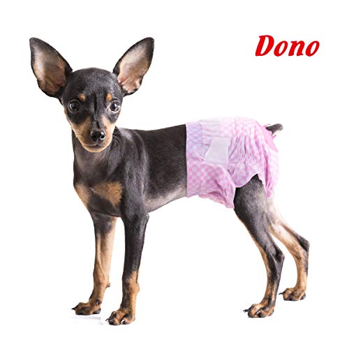 Dono Pañales para Perros Hembra: pañales Desechables para Mascotas, envolturas para Perros, pañales para Cachorros para Perros y Gatos con Orificio de Cola Ajustable Rosa 12 Piezas