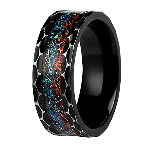 Volcanic Ocean Opal Ring - Opal Mosaic Ring - Opal Wedding Band - Opal Rings for Women - Opal Rings for Men - Opals - Blue Opal Ring - Opal Wedding Ring (10)