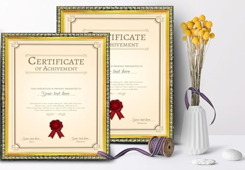 Image of A4 Size Certificate, Document Photo frames set of 2 For Home Decoration, Living Room, Office Decoration, painting & gift in awards frames size (8.2 x 11.6 inch) golden & black color