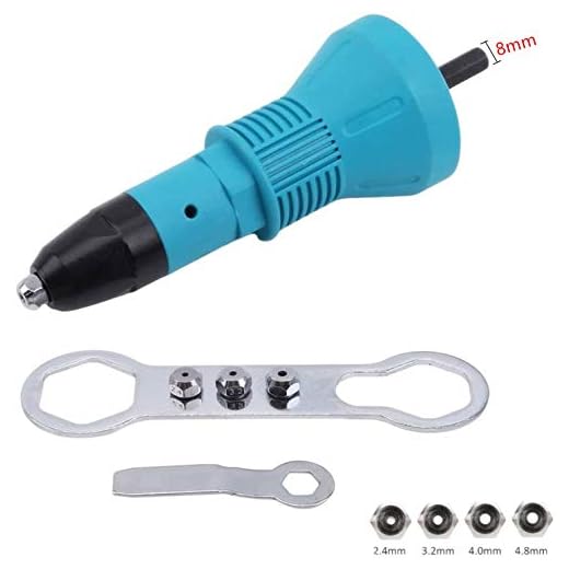 Pistola de remache inalámbrico, 4EVERHOPE Adaptador de remachador de kit de herramienta de taladro eléctrico Inserte los accesorios de la herramienta eléctrica manual de tuerca (Azul)