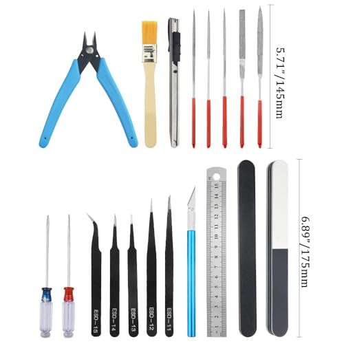 BGTXINGI Ensemble de 28 pièces d'outils de base pour modélisme Gundam avec boîte en plastique - Kit d'outils pour modèles réduits, assemblage, réparation et réparation de bricolage – vue 2