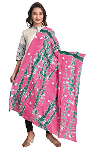 Image of Women's Pure Cotton Multi-Colored Traditional Authentic Tie Dye with Bandhej Bandhani Dupatta Chunni