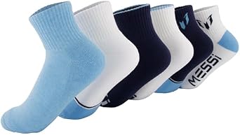 Messi Girls' Lifestyle Crew Socks, 6-Pack, Soft & Stretchy, Comfortable
