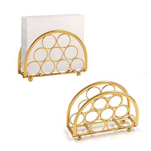 Buruis Modern Paper Napkin Holder, 5x3.5 Inch Shiny Gold Decorative Napkin Holder