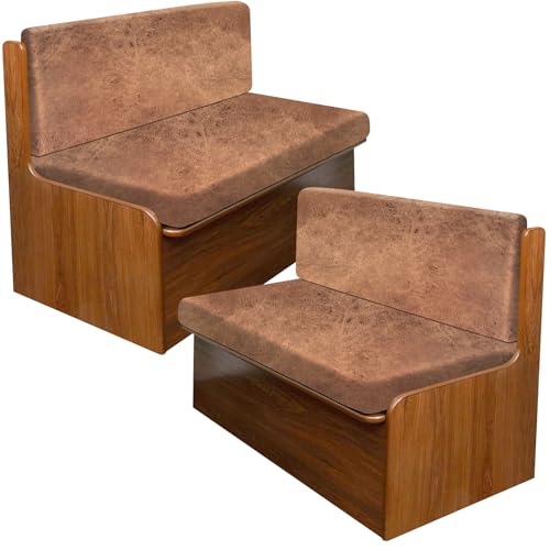 molasofa Leather Like RV Dinette Cushion Covers, RV Booth Seat Cover Stretchable Camper Cushion Couch Covers Washable Slipcovers for RV Camper Car Bench (2 Bench Cover & 2 Backrest Cover, Brown-06)