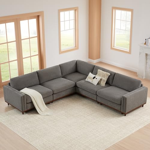 Image of CHITA 114 inch Super Large Sectional Modular Sofa, Down Filled, 5 Seat, Grey