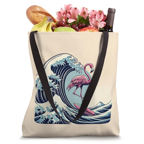 Bolso Tote Ocean and Beach con flamenco y ola miniatura 4