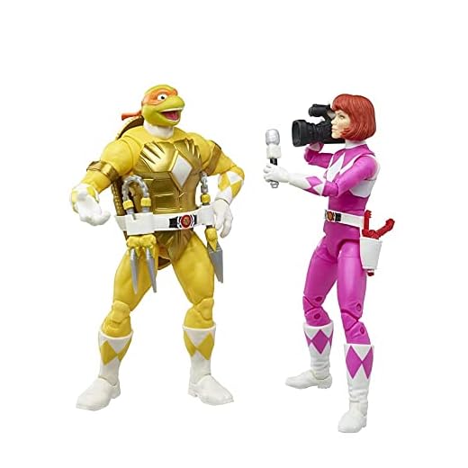 Hasbro- Power Rangers Teenage Mutant Ninja Turtles Light. Coll Michelangelo & Morphed April O'Neil Does Not Apply Playsets de Figuras de Juguete, Multicolor, único (F29675L00)