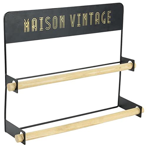 THE HOME DECO FACTORY Dérouleur Mural Double Rouleaux Noir