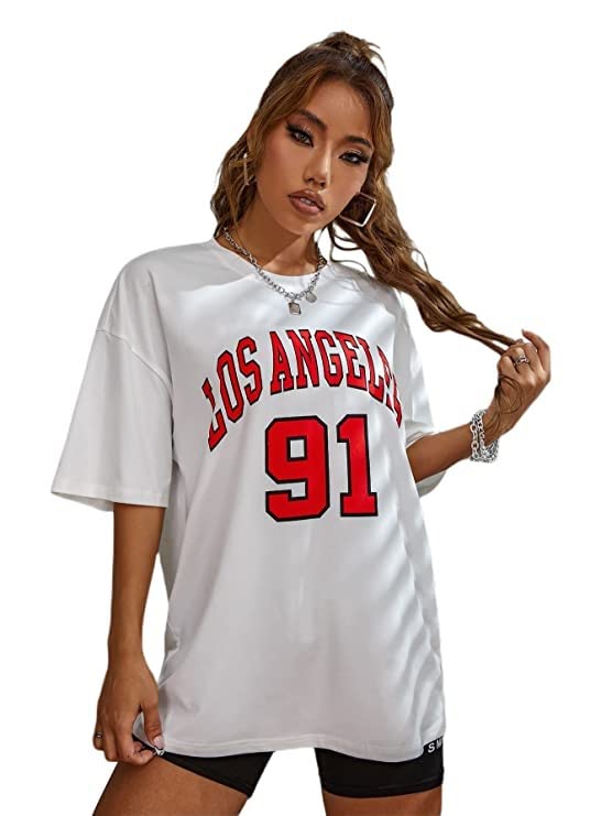 Image of REVEXO Women's Cotton Blend Half Sleeve Printed Loose Fit Round Neck T-Shirts.