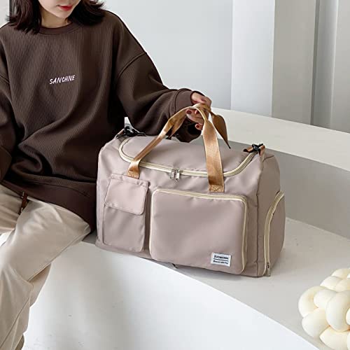 Image of Small Gym Bag for Women, Travel Duffle Bag Carry On Weekender Bag with Shoe Compartment