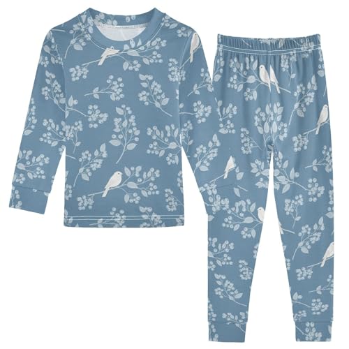 Pajama Sets Long Sleeve Winter Birds Branches Pattern Soft Comfy Sleepwear 2 Piece PJS 3-8T