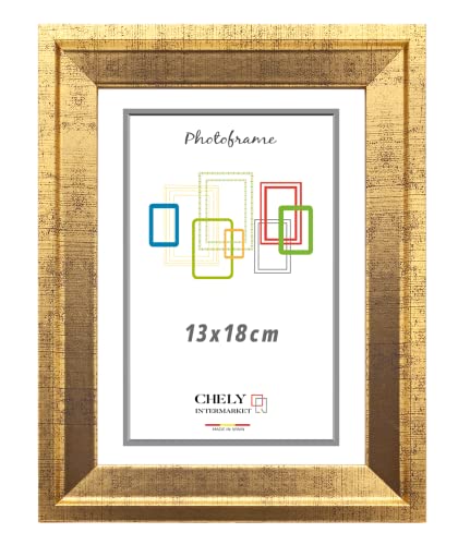 CHELY INTERMARKET | 47D2C | Marco de Fotos 13x18cm MOD 224 (Dorado) | Estilo Barroco | Marco de Madera para decoración de casa | Fotografías de Boda | Listado de Precios (224 13x18 0,35)