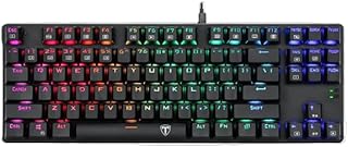 كيبورد تي. داجر سلكي USB موديل TGK313 مع إضاءة RGB خلفية ومفاتيح ميكانيكية، لون أسود متوافق مع الكمبيوتر يدعم اللغة الإنجليزية