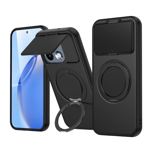 Image of SPAZY CASE Realme 16 Pro Plus Back Cover|Premium Magnetic Ring Stand Case with Camera Protection Slider|360 Rotating Kickstand|Slim & Strong Grip Phone Case for Realme 16 Pro Plus-Black