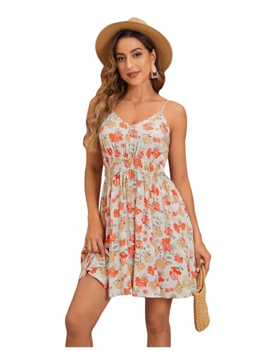 Image of SweatyRocks Women's Boho Floral Print Spaghetti Strap Cami Dress Casual Flare Short Dresses