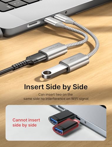 Image of JSAUX USB C to USB 3.0 Adapter [2 Pack], USB C Male to USB Female OTG Cable Adapter Compatible with MacBook Pro /Air, iPhone 17 Pro Max /iPhone Air /16e /16 /15 Series, Samsung Galaxy S25 /S24 /S23-Silver
