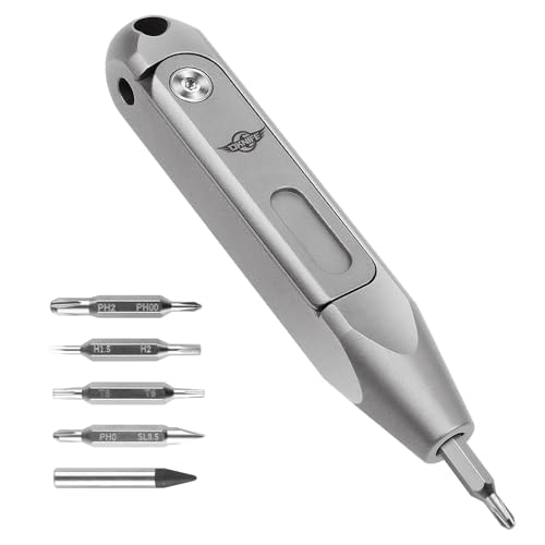 OKNIFE Otacle D1 Titanium Small EDC Multi Bit Pocket Screwdriver, 9 in 1 Mini Precision Screwdriver Set, S2 Steel Magnetic Bits for Work or Daily Use
