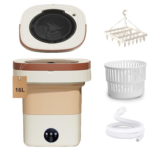 Machine à laver portable pliable 16 L avec panier d'essorage et tuyau