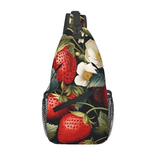 Bolso cruzado con diseño Flower Strawberrys para viaje unisex miniatura 1