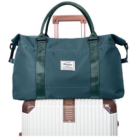 Travel Duffel Bag for Women, Shoulder Overnight Weekender Bag with Wet Pocket & Trolley Case Sleeve, Sports Gym Bag, Peacock Blue Cover