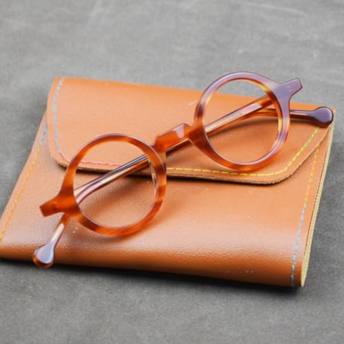 Image of Hand Made Small Vintage Round Eyeglass Frames Full Rim Acetate Glasses B002