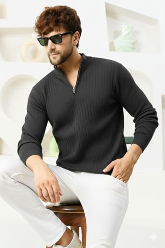 Image of Pivl Men's Winter Half Zip Solid Warm Sweater