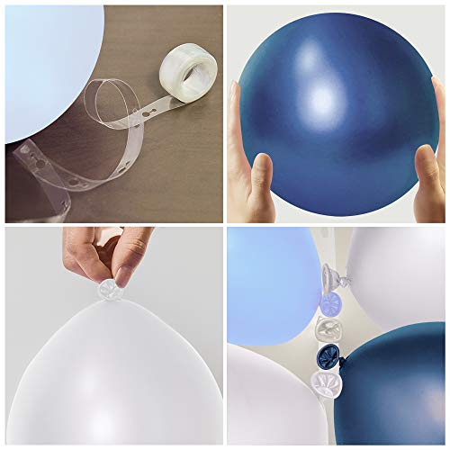 Nalwort Navy Blue Balloon Kit 135PCS 18In 12In 5In Macaron Blue Metallic Sliver Grey Balloon Arch Garland For Festival Picnic Family Engagement, Wedding, Birthday Party, Pink Theme Anniversary Celebration Decoration - Thumbnail 7