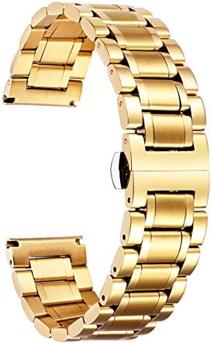 Stainless Steel Watch Bands with Straight & Curved End 5 Color(Gold, Sliver, Black, Rose Gold, Gold-Silver Two Tone) 9 Size(12mm to 24mm)