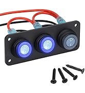 3 Gang Toggle Rocker Switch Panel, 6A/250V 10A/125V SPST 3 Pins 3 Position On/Off Car Boat Round ...