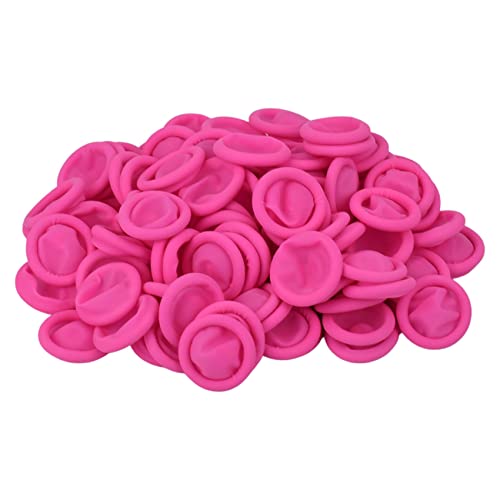 200 piezas de protectores de dedos desechables, punta de dedo antiestática de látex, protección de goma para mantener el apósito seco y limpio (mediano, rosa)