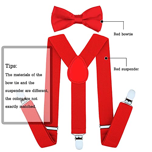 Awaytr Child Kids Suspenders Bowtie Set - Adjustable Suspender Set For Boys And Girls(25Inches (5 Months To 6 Years),Red) #TOP4