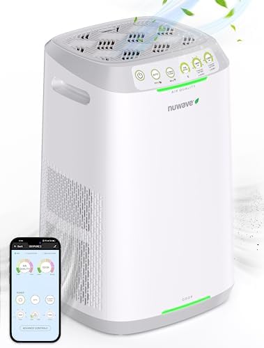 Nuwave OxyPure ZERO E500 Smart Air Purifier, ZERO Waste & ZERO Filter Ersatz große Fläche bis zu 855 m², erfasst 100% der Partikelverschmutzungen bis zu 0,1 Mikron, doppelte 3-stufige Luftfiltration