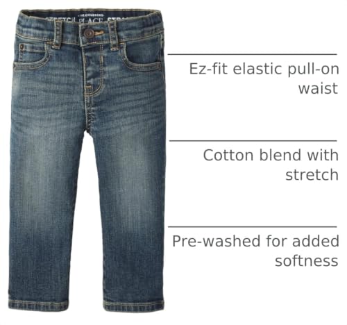 The Children's Place baby boys And Toddler Stretch Straight Leg Jeans, Aged Indigo Single, 3T US — view 3