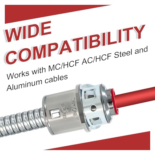 50 Pack MC Connectors, 3/8" Snap in Connectors for 1/2" Knockouts by Dpwrrot - Used condition - Image 4