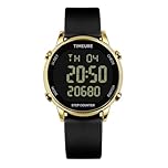 TIMEURE Pedometer Watch for Women, Step Counter for Walking No App/Phone Required Step Counter, Waterproof Calorie Tracker, Distance Tracking, Alarm, Large Digital Display, TU-2509 (Gold Black)