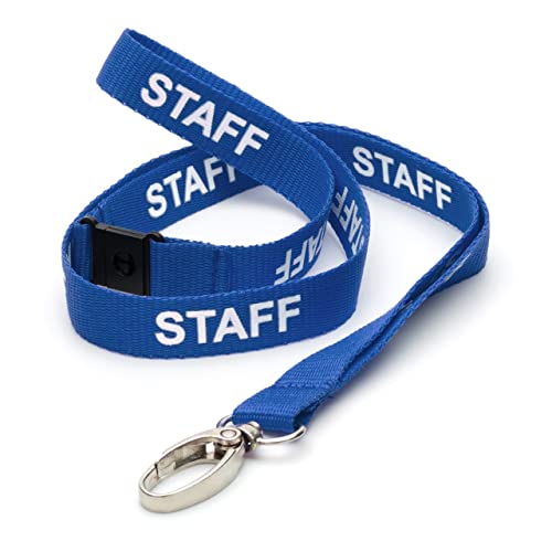 CKB LTD Blue Staff LANYARDS - Correa de seguridad para el cuello, clip de metal giratorio para soporte de tarjetas de id...
