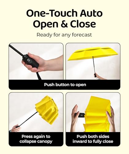 Image of Repel Windproof Travel Umbrella - Compact & Withstands Winds up to 100MPH , Strongest Premium Auto Folding Umbrella for Rain and Sun - Durable, Light & Portable for Women & Men , Fits Backpack & Cars