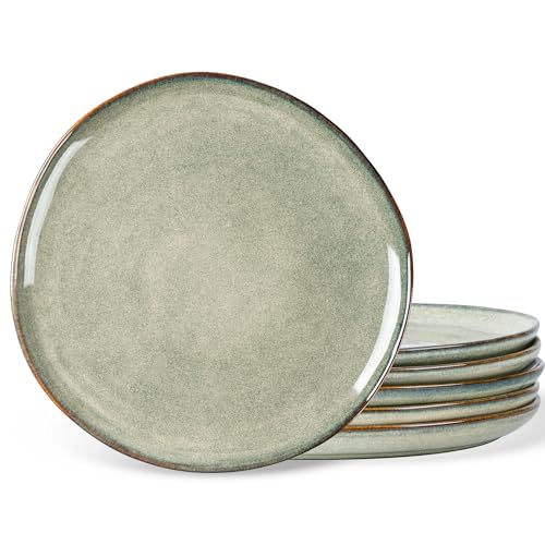 AmorArc Ceramic Plates Set of 6,8.5 Inch Handmade Reactive Glaze Stoneware Plates set for Dessert,Salad,Appetizer,Small Dinner Plates,Microwave & Dishwasher Safe,Scratch Resistant
